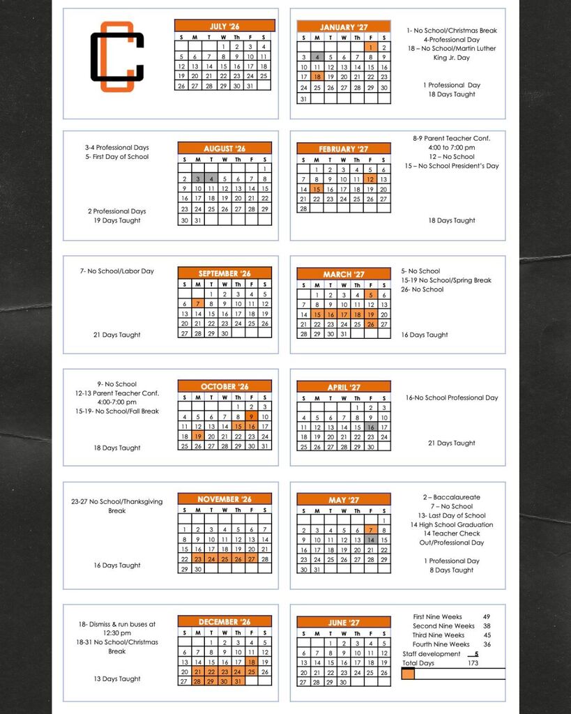 school calendar