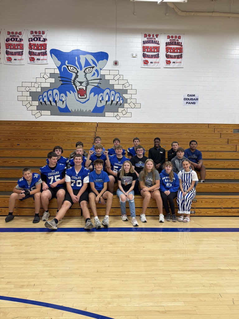 Sophomore class dressed in blue in the gym