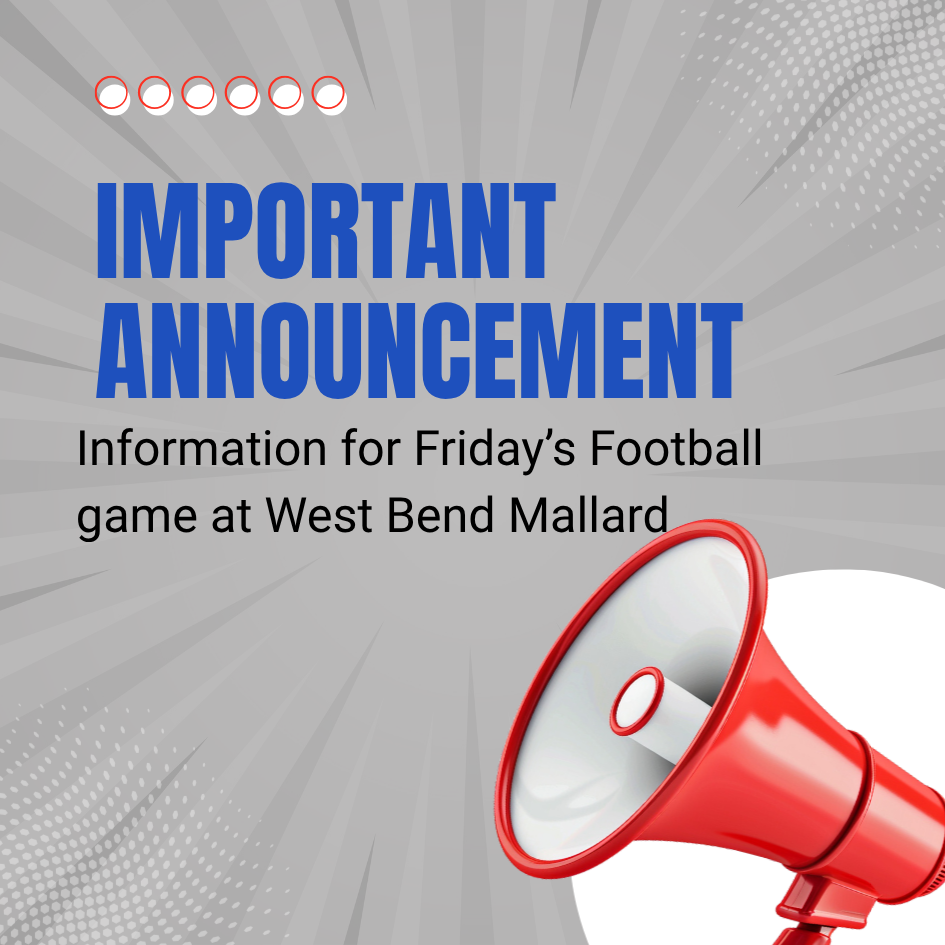 Important Announcement for Friday's Football game with a megaphone