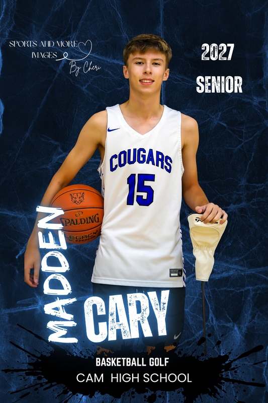 CAM senior Madden Cary is pictured representing Basketball and Golf