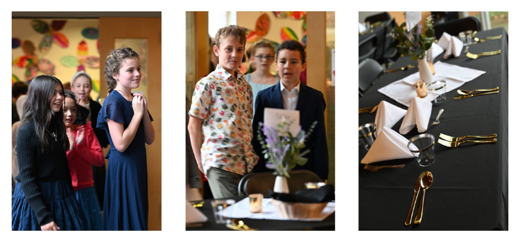 students at lunch table