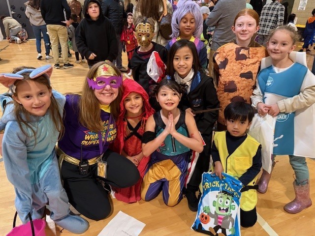 Students posing in costumes
