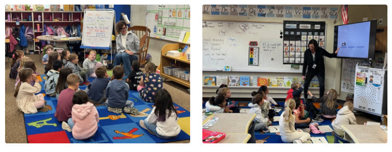 Teachers working with students