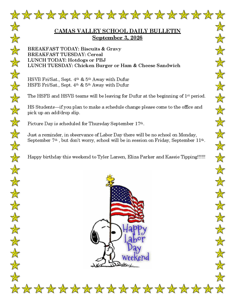 Daily Bulletin 9-3-2026