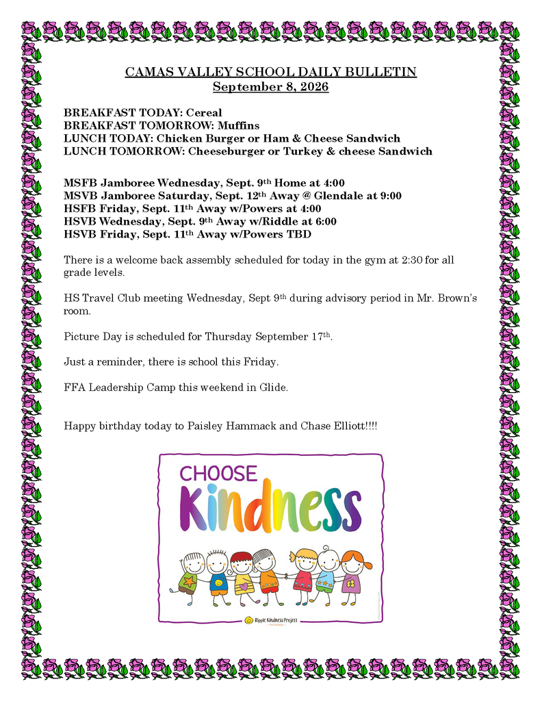 Daily Bulletin 09/08/2026