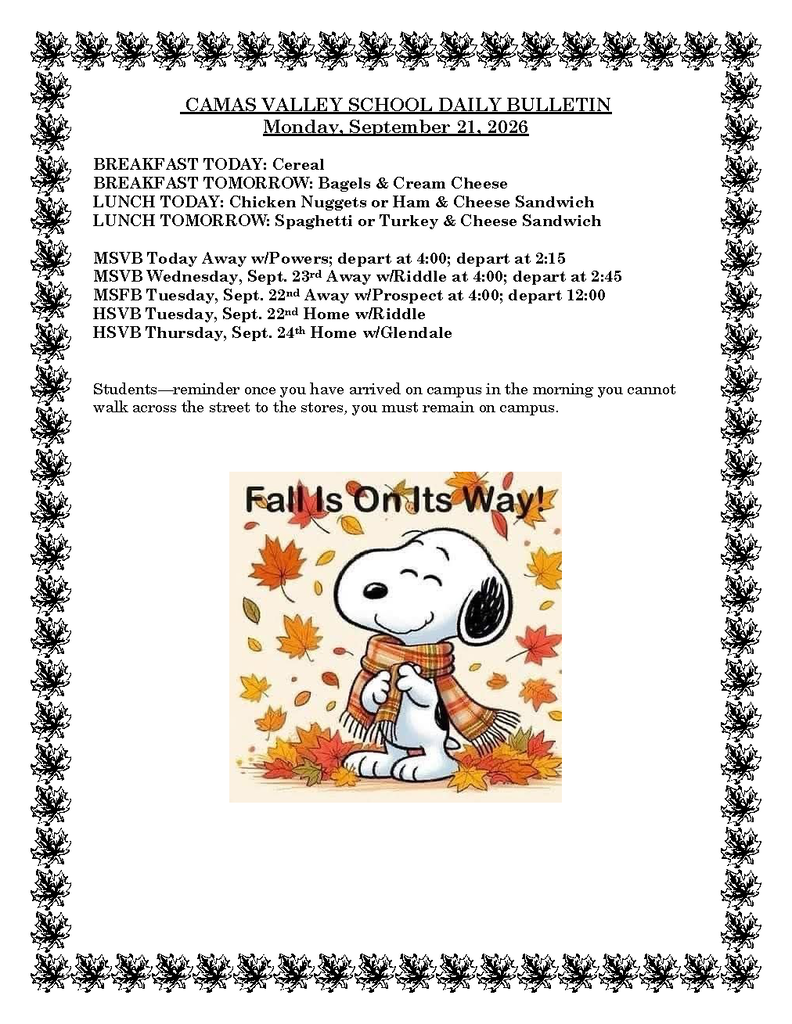 Daily Bulletin 9-21-2026