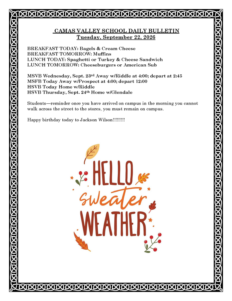Daily Bulletin 09-22-2026