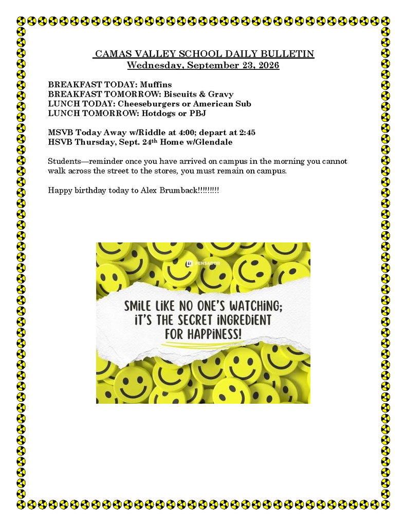 DAILY BULLETIN 9-23-2026