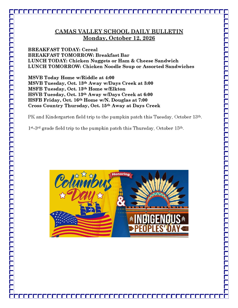 Daily Bulletin 10-12-2026