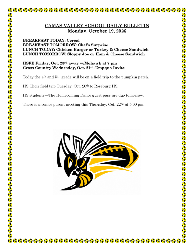 DAILY BULLETIN 10-19-2026