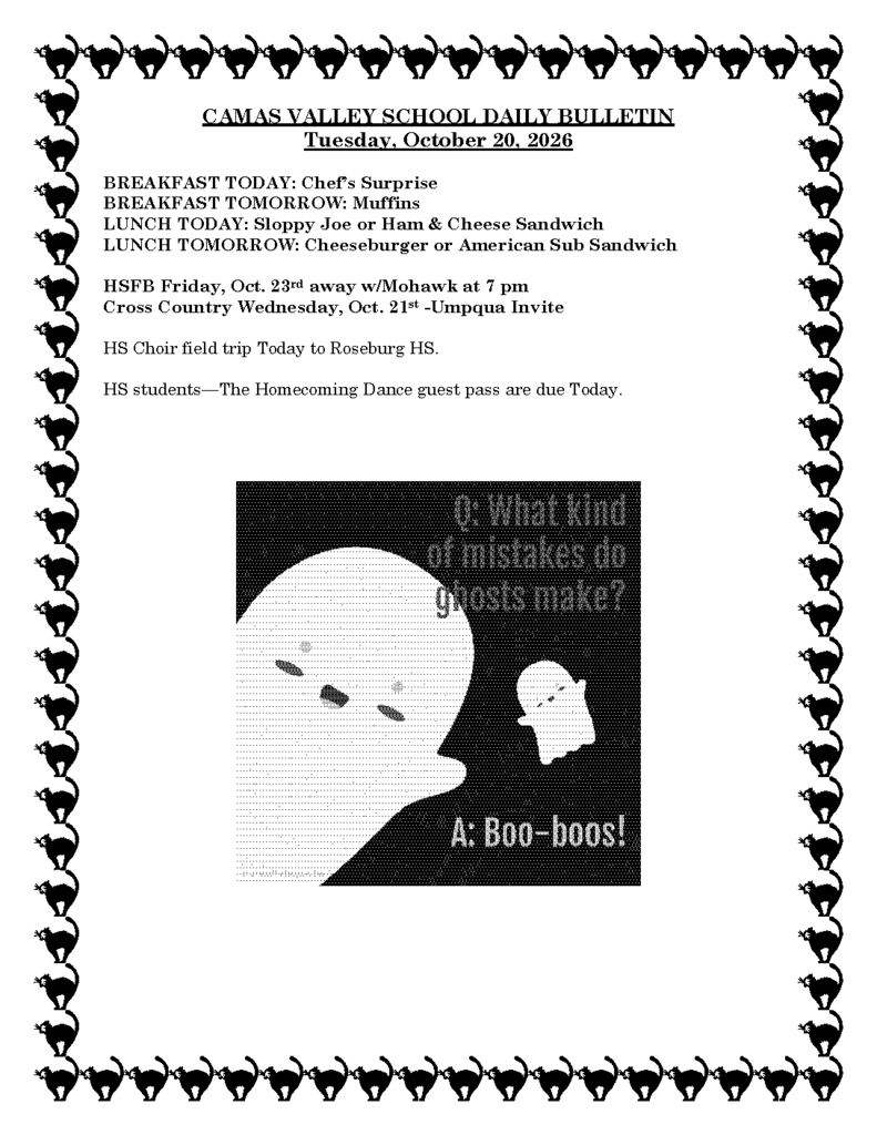 DAILY BULLETIN 10-20-2026