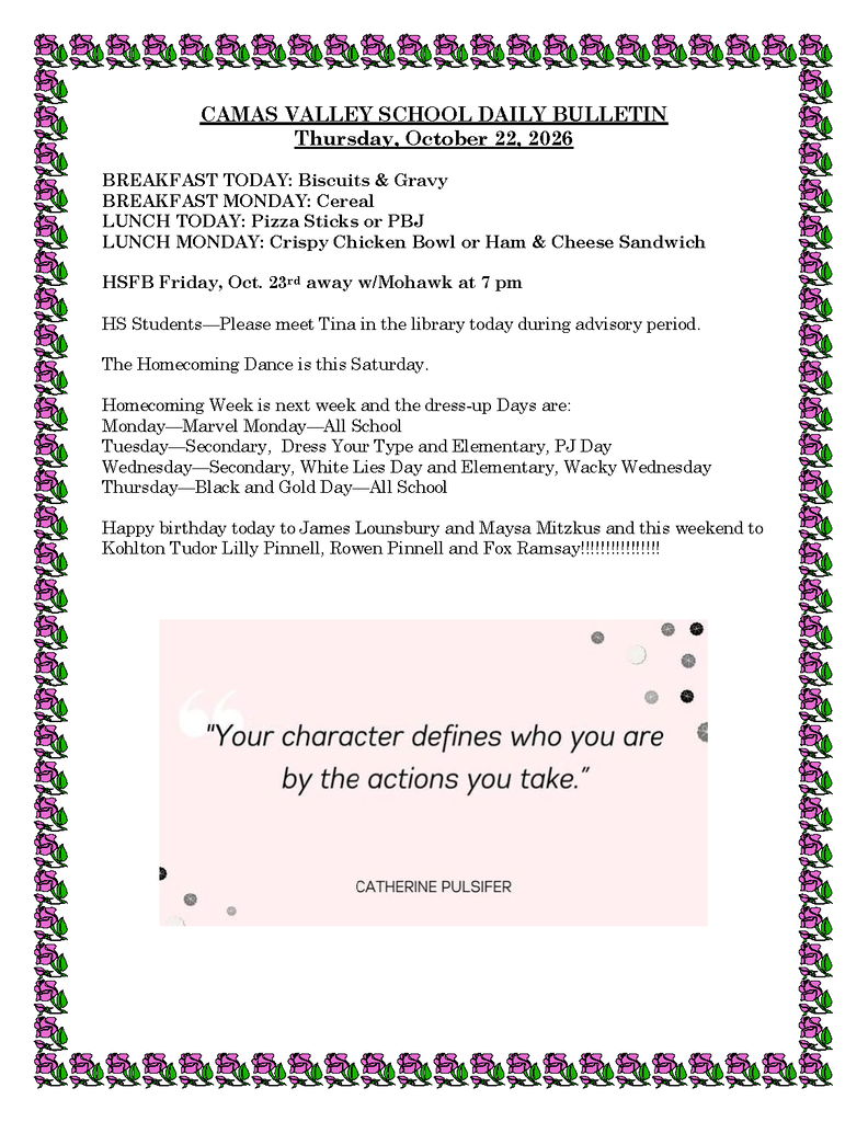 DAILY BULLETIN 10-22-2026