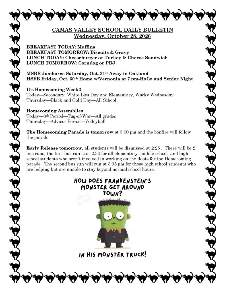 DAILY BULLETIN 10-28-2026
