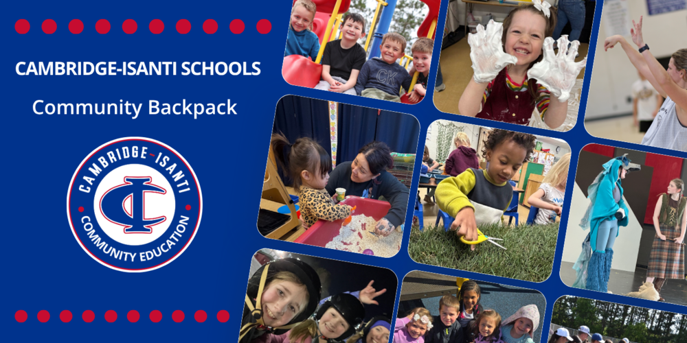 Community Backpack Header with photos of learners of all ages from preschoolers to adult