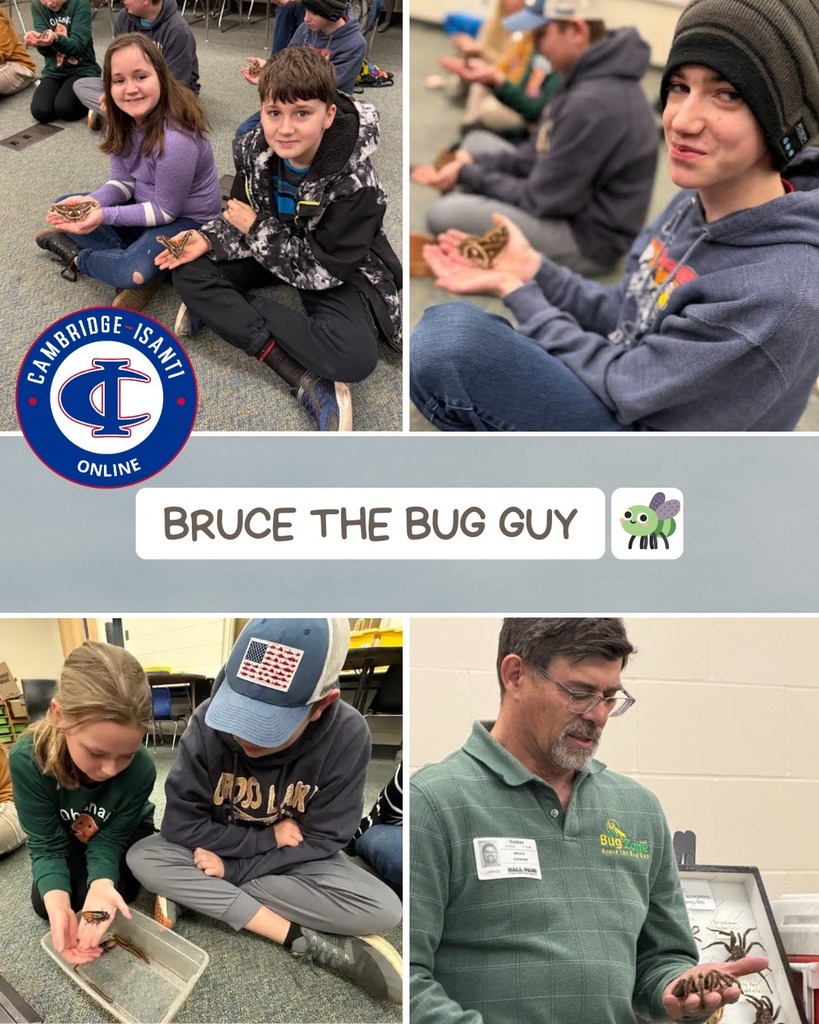 Collage of students and teacher holding exotic bugs and creatures