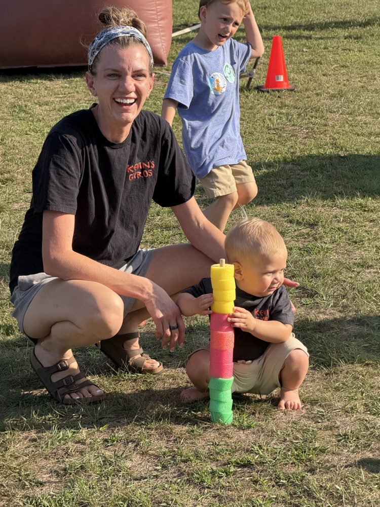 Mom and son playing