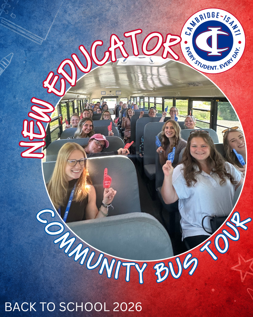 Educators cheer on a school bus for the Cambridge-Isanti New Educator Community Bus Tour, Back to School 2026.