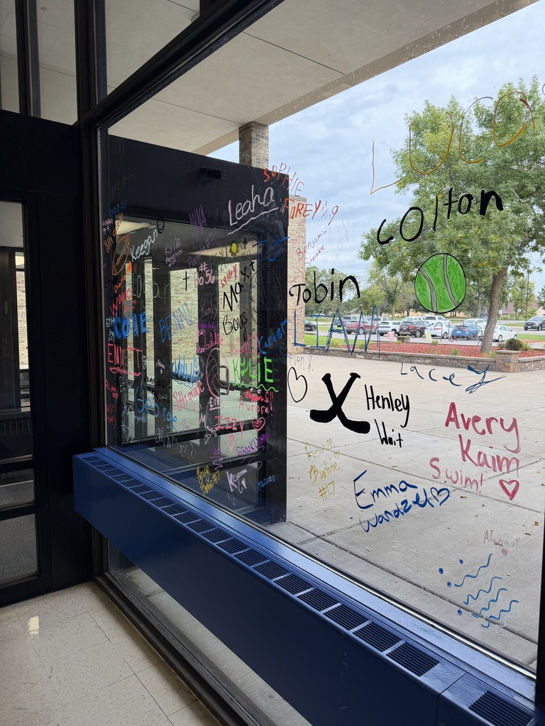 Photo of signatures on the window for students in a sport.