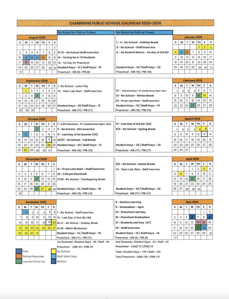 school calendar