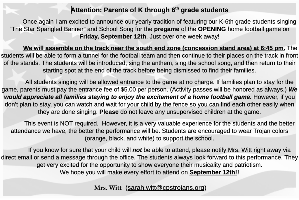 Elementary Choir at Football Game 2025