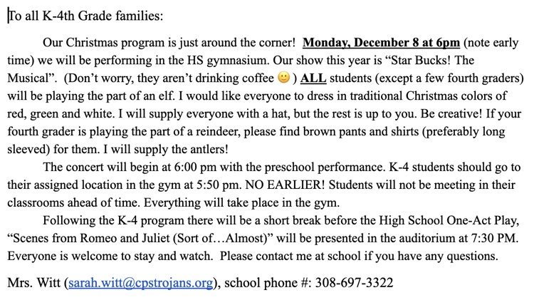 k-4 Music concert info 2025