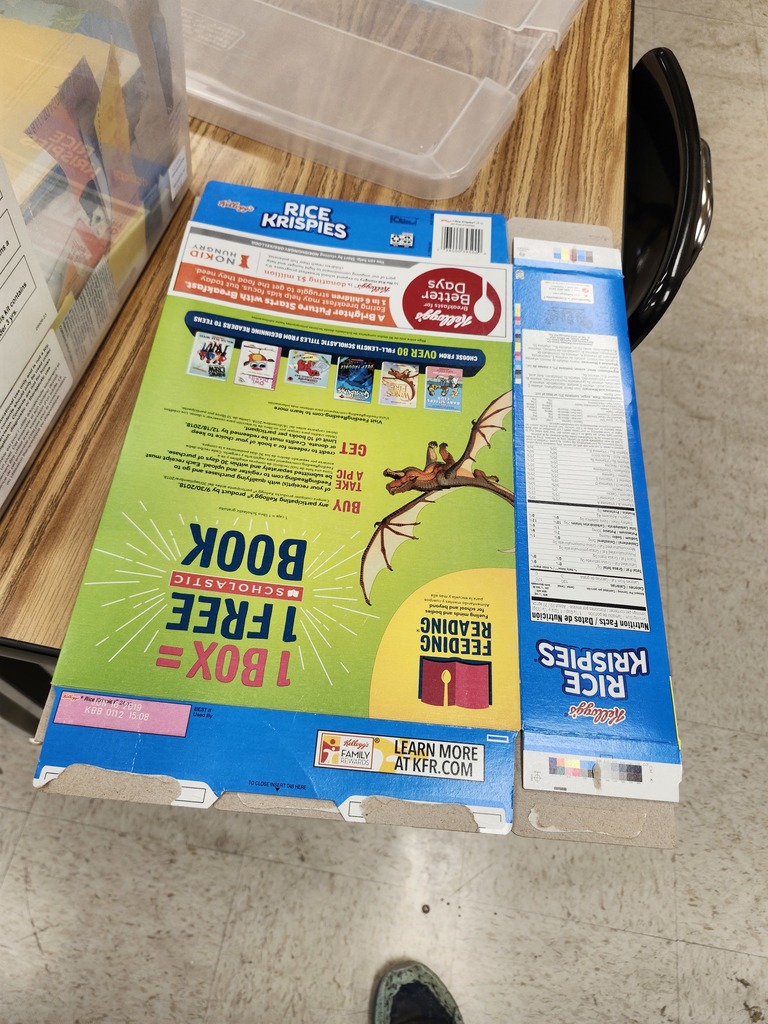 thin cardboard cereal box