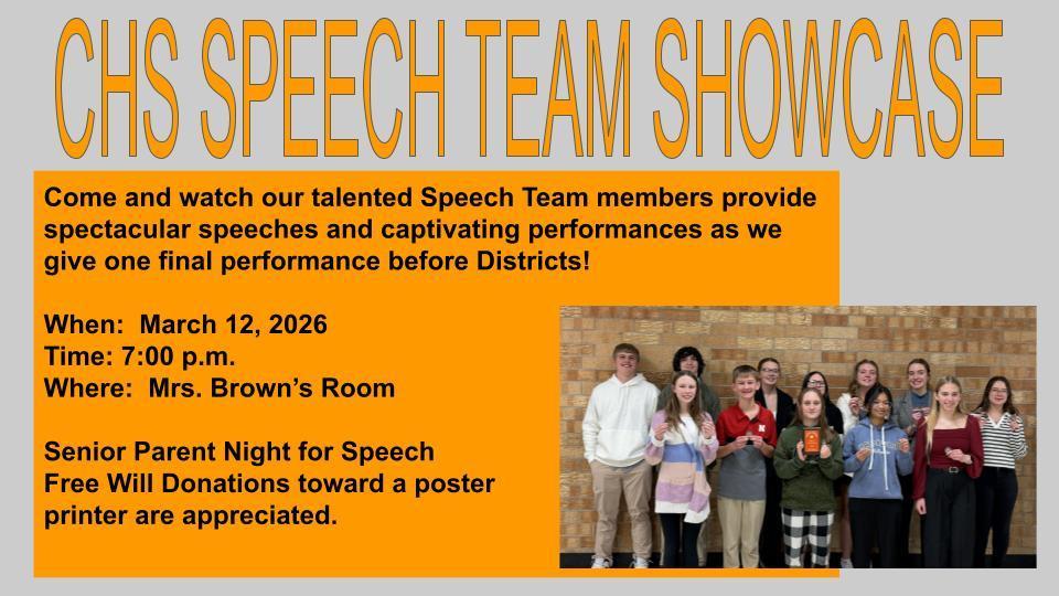 CHS Speech Team Showcase 2026