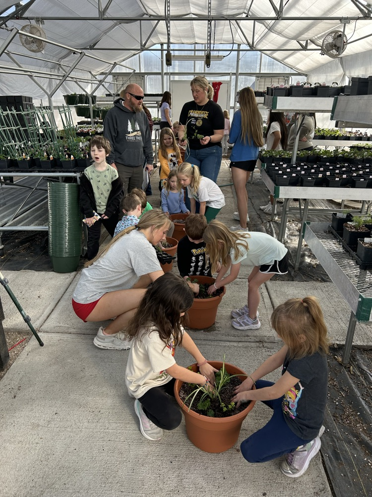 kindergarten helping FFA greenhouse 2026