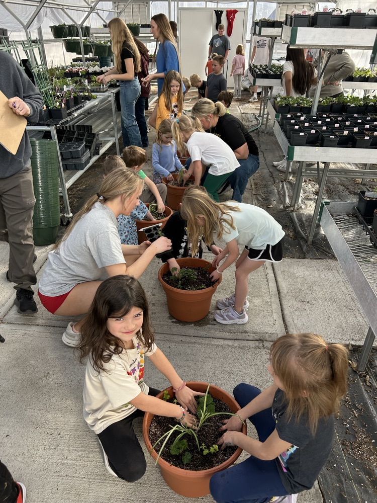 kindergarten helping FFA greenhouse 2026