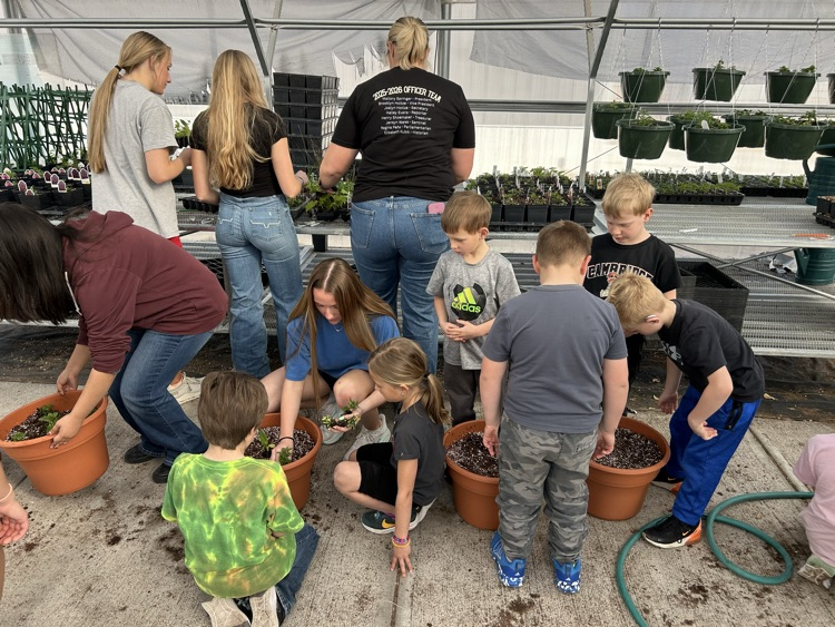 kindergarten helping FFA greenhouse 2026