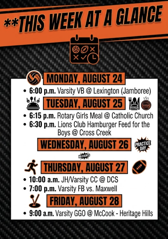 This week at a glance - Aug 24th-28th