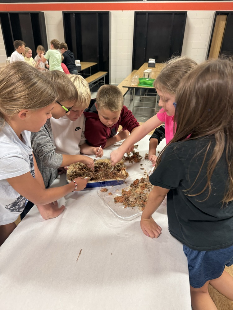 3rd grade getting hands-on with their “fossil” dig