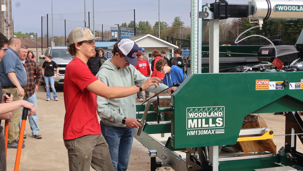 Students using new Sawmill