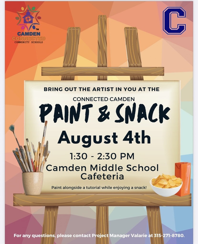 paint and snack August 4th at 130 in CMS Cafeteria