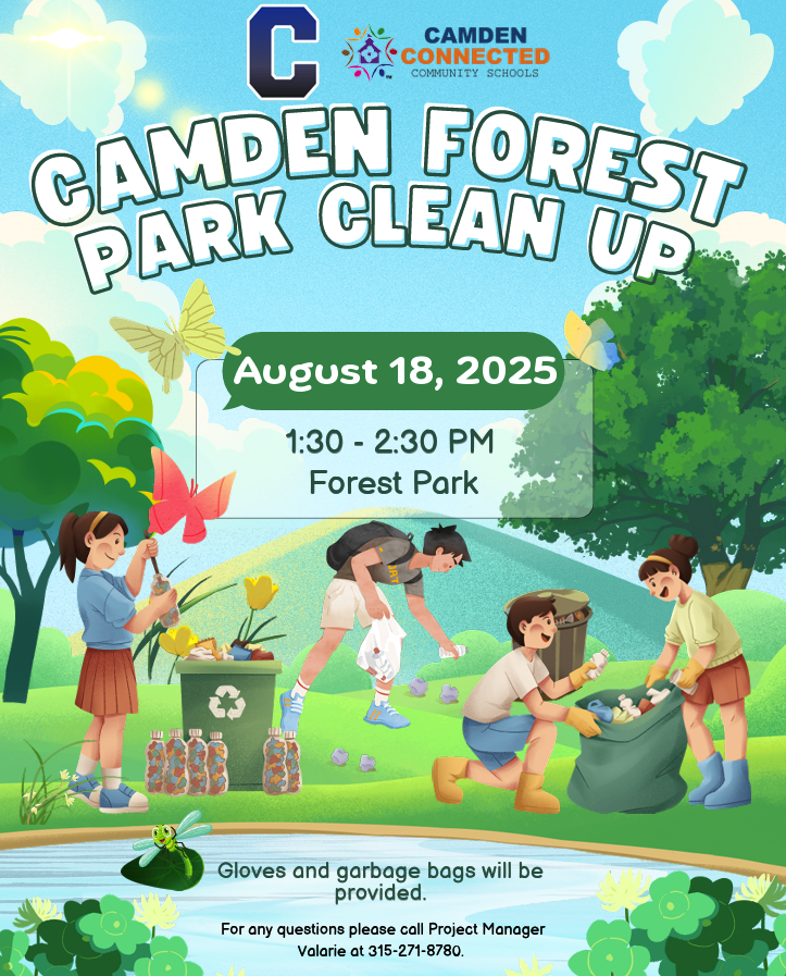 Forest Park Cleanup on August 18th at 1:30 PM. Gloves and bags will be provided.
