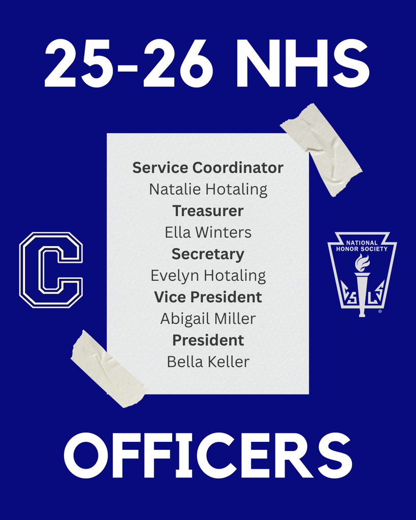Service Coordinator- Natalie Hotaling Treasurer- Ella Winters Secretary- Evelyn Hotaling Vice President- Abigail Miller President- Bella Keller