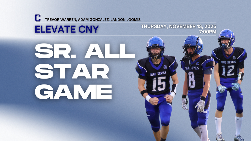 Camden Football's Trevor Warren, Adam Gonzalez, and Landon Loomis are participating in the Elevate CNY Senior All-Star Game to be held on November 13th at 7 PM at Utica University