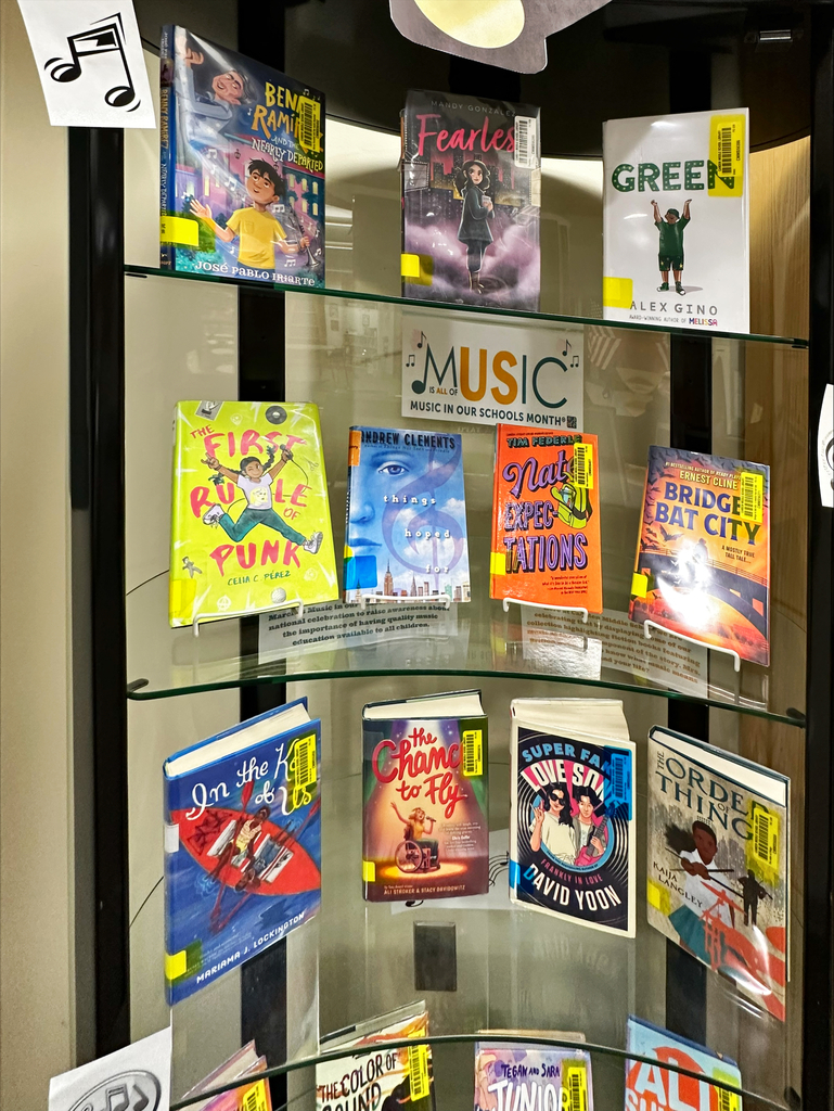 CMS Library Music Collection Display for Music in our Schools Month