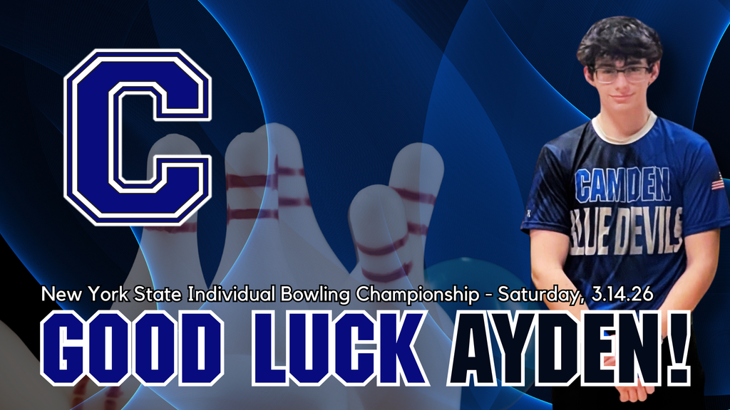 Good Luck Ayden Gerow! Ayden is pictured here with the CCSD Logo and some bowling pins