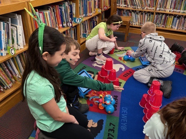 Students programming their robots