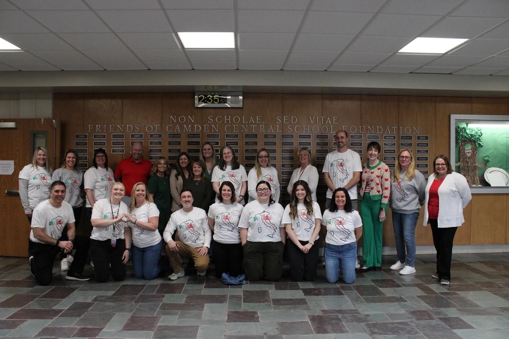 CHS Staff Wearing Italian Colors and Special T-Shirts in honor of Paul Calicchia (Group Photo)