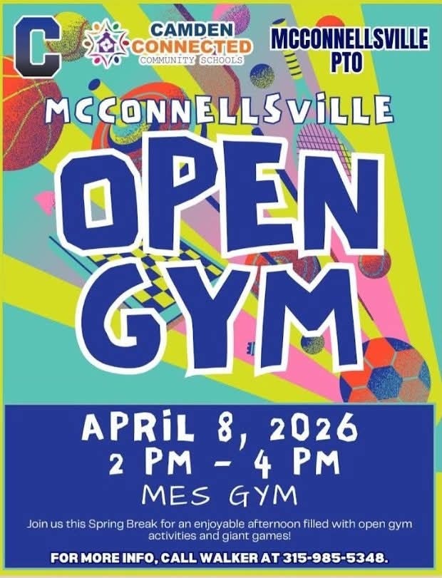 Connected Open Gym on April 8th at McConnellsville from 2 to 4 PM