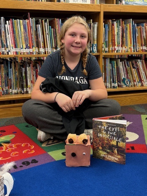 Earlier this week, students in Mrs. Malenowski's fourth grade IFA reading group at McConnellsville were given an empty tissue box, and instructed to turn it into their favorite character from the book they just finished: Eyes and the Impossible by Dave Eggers.  There were some pretty creative results!