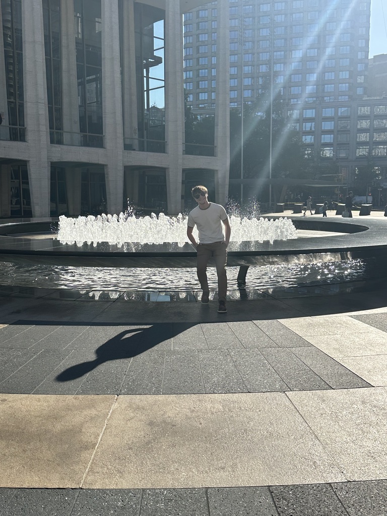 Gage in front of the fountains