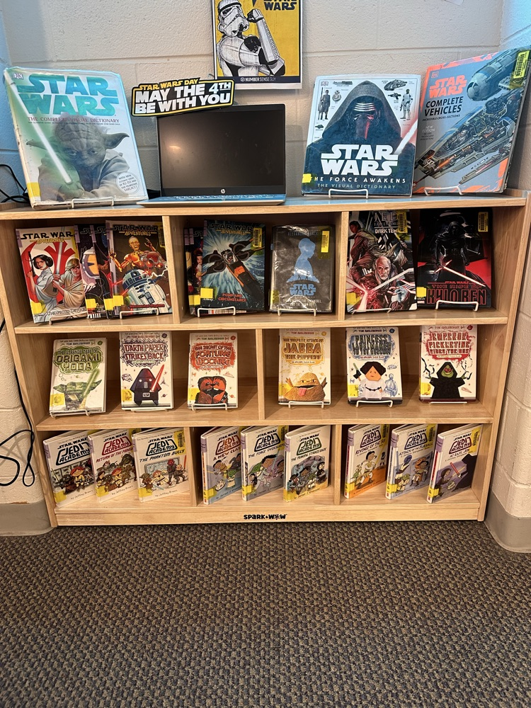 closeup of books from Star Wars in library