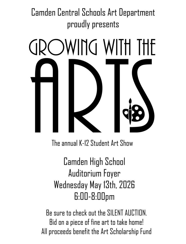 District-Wide Art Show at CHS on Wednesday May 13th 2026 from 6 to 8 PM