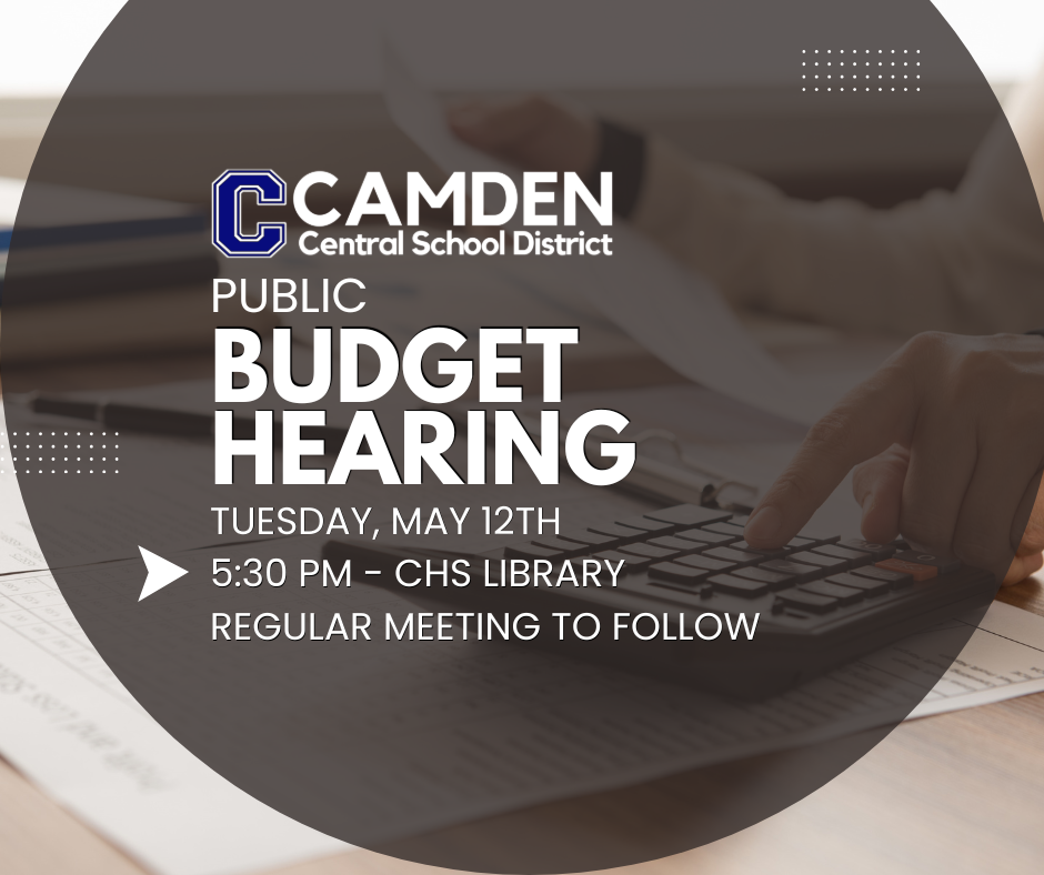 CCSD Public Budget Hearing on Tuesday May 12th, 5:30 PM in the CHS Library Regular Meeting Will Follow