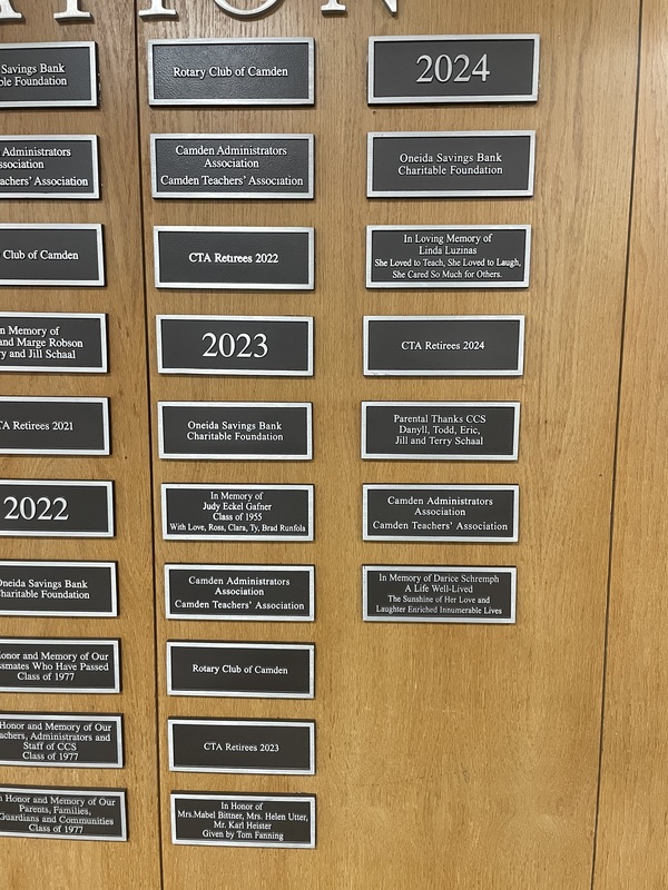 Friends of Camden Central School Plaque Dedication Ceremony