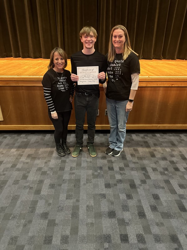 Shakespeare Competition - Gage with Stephanie Heath and Amanda Hughes