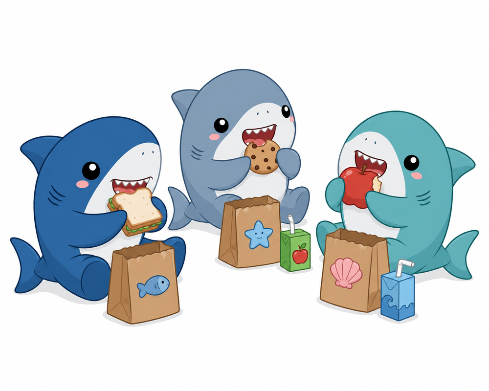 sharks eating lunch
